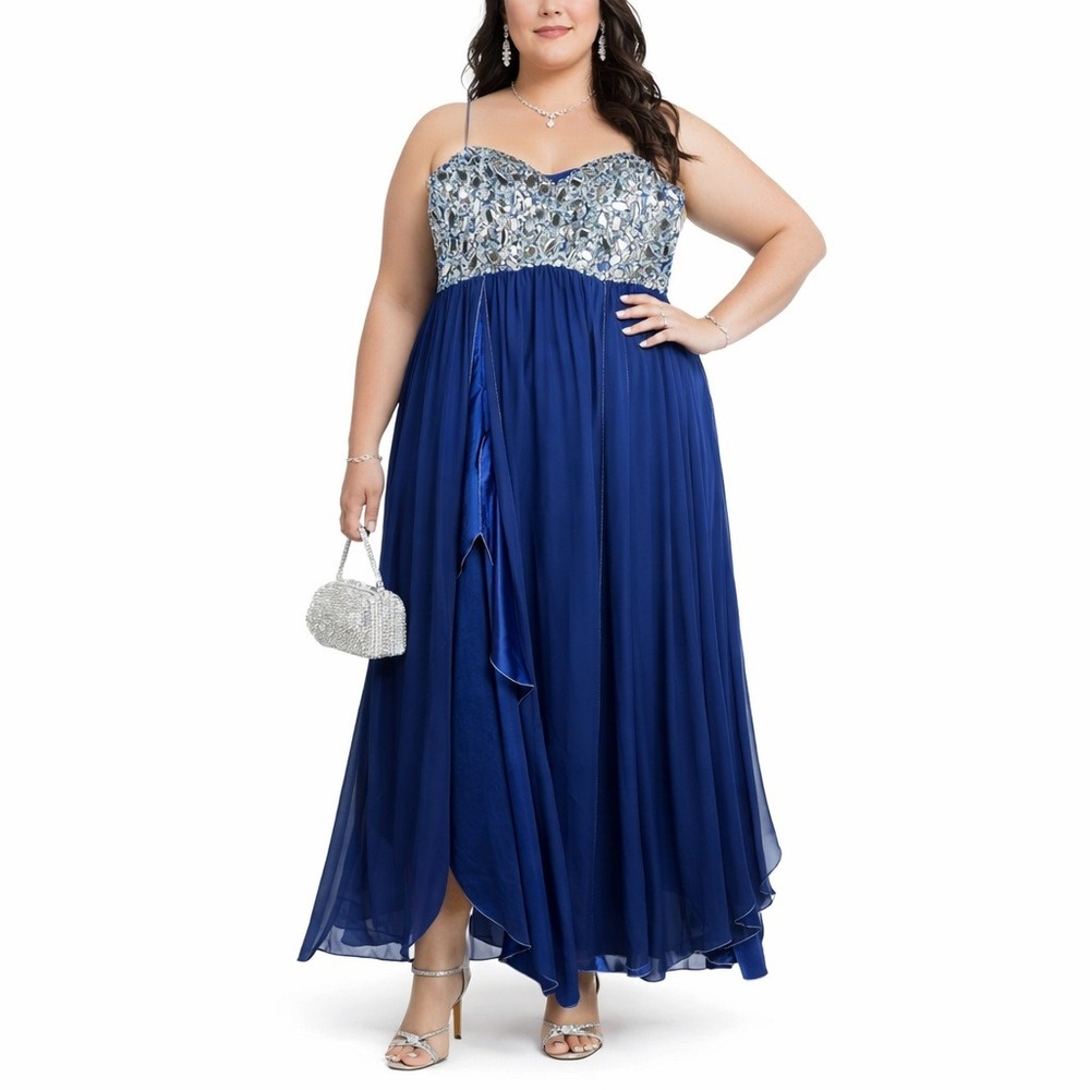 Nox Plus Size 2X Rhinestone Gown Regency Glam Formal Evening Dress Sequins Prom